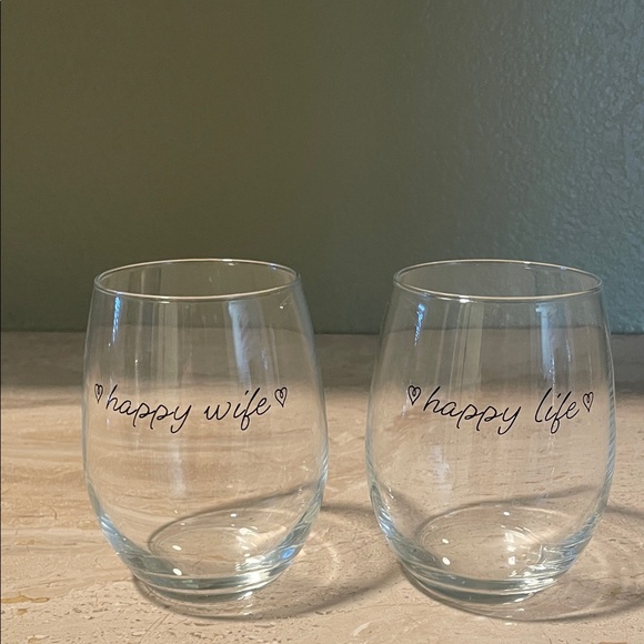 No Brand Other - Happy Wife Happy Life Stemless Wine Glass Set